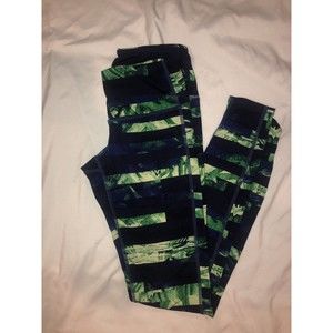 Athleta Women's pants XXS 24x26 Floral Flow Chaturanga  Green Blue Athletic